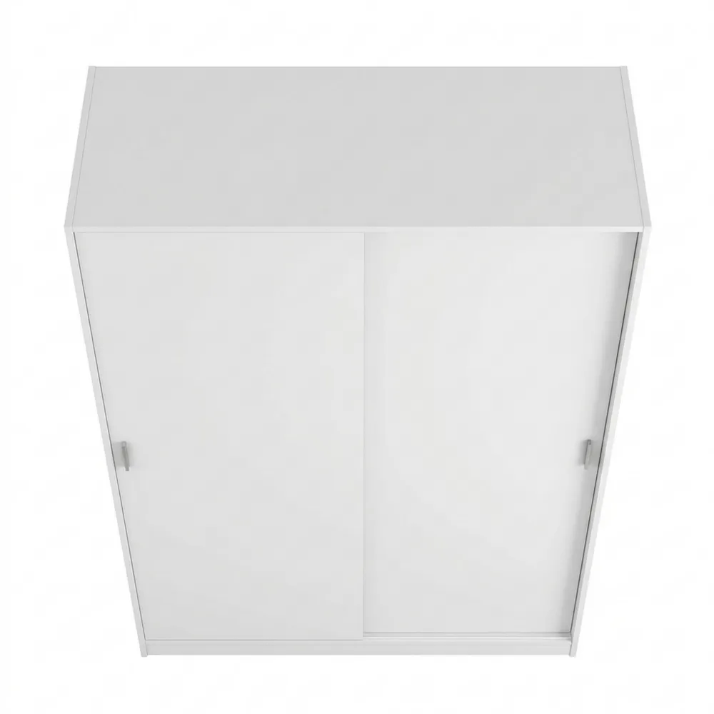 Moderner weißer Schwebetürenschrank mit Einlegeböden, 2-türig