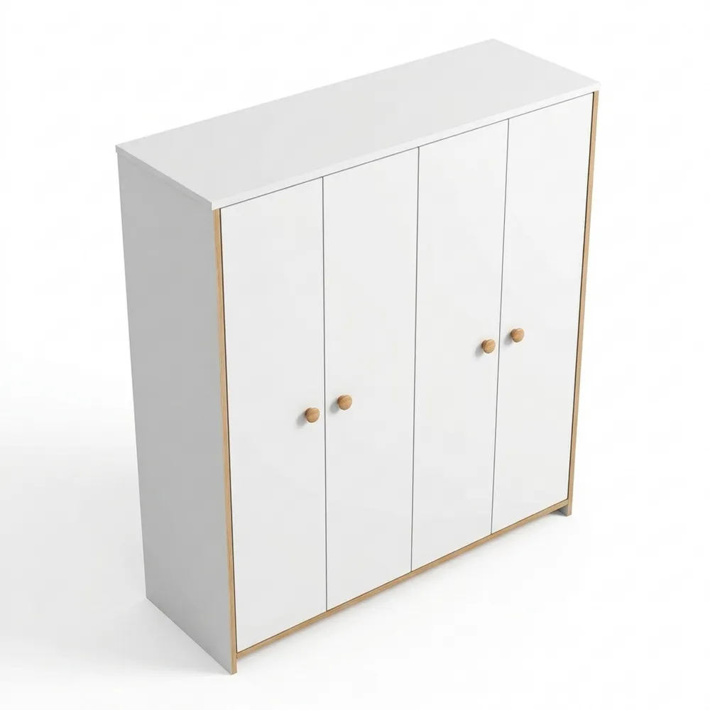 Kleiner Kleiderschrank mit Stange, 2-türig, weiß, MDF, für Schlafzimmer und Kinderzimmer