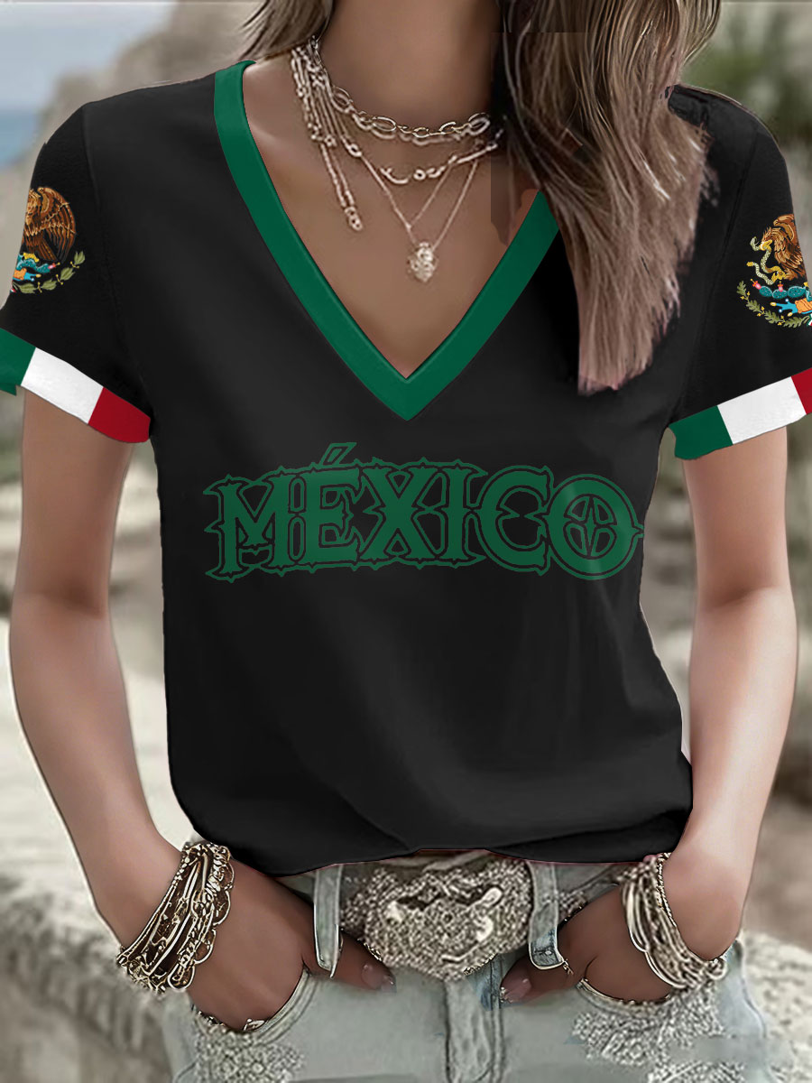 Women's Mexico Football Lover Printed T-shirt