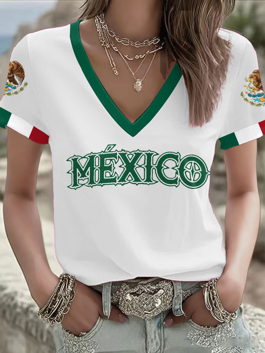 Women's Mexico Football Lover Printed T-shirt