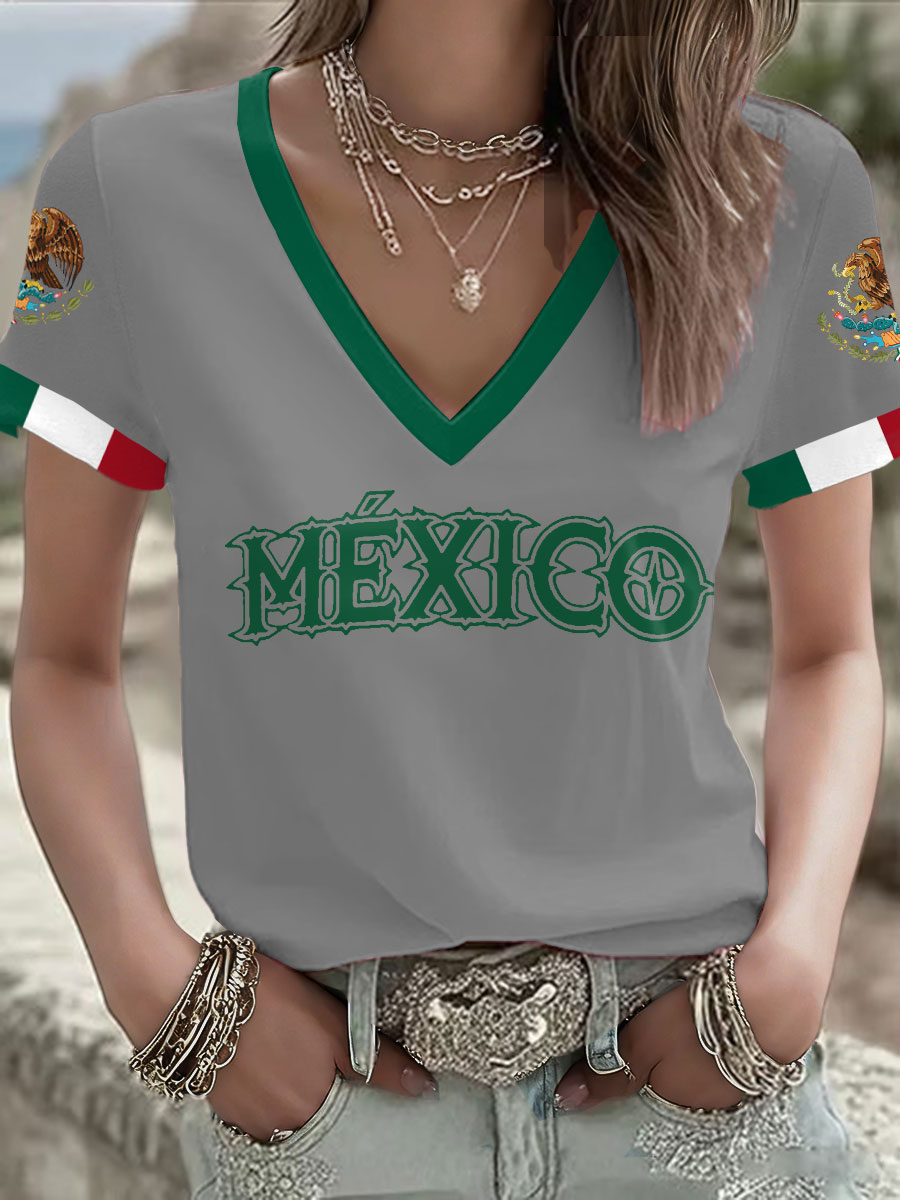 Women's Mexico Football Lover Printed T-shirt