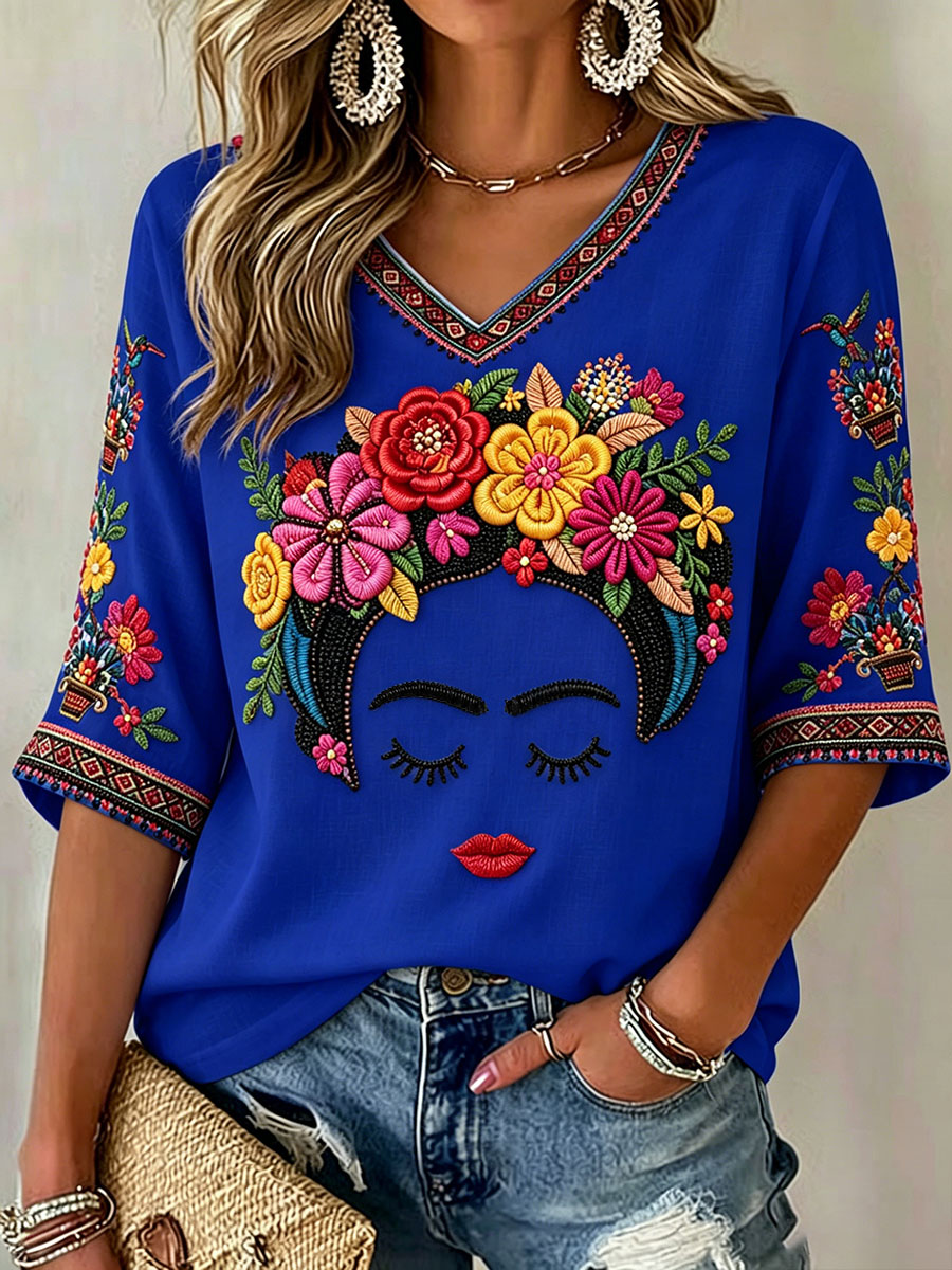Women's Mexico Guelaguetza Lele Doll Art Printed T-shirt