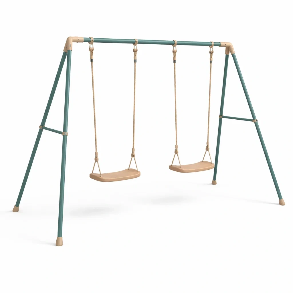 Schaukelgestell metall beige grün mit kunststoffsitzen-furniscapeplus