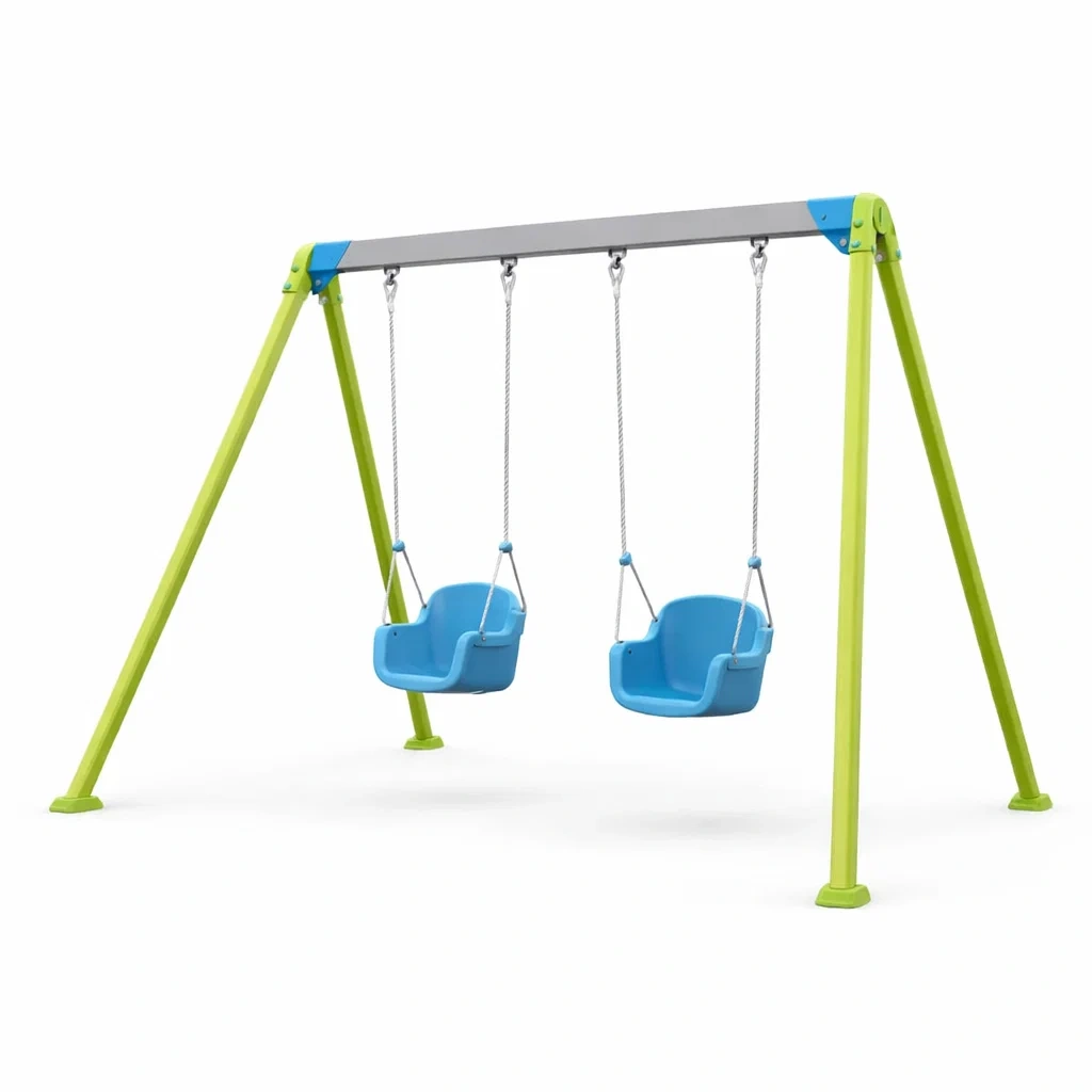 Schaukelgestell stahlgestell polyethylen grün blau-furniscapeplus