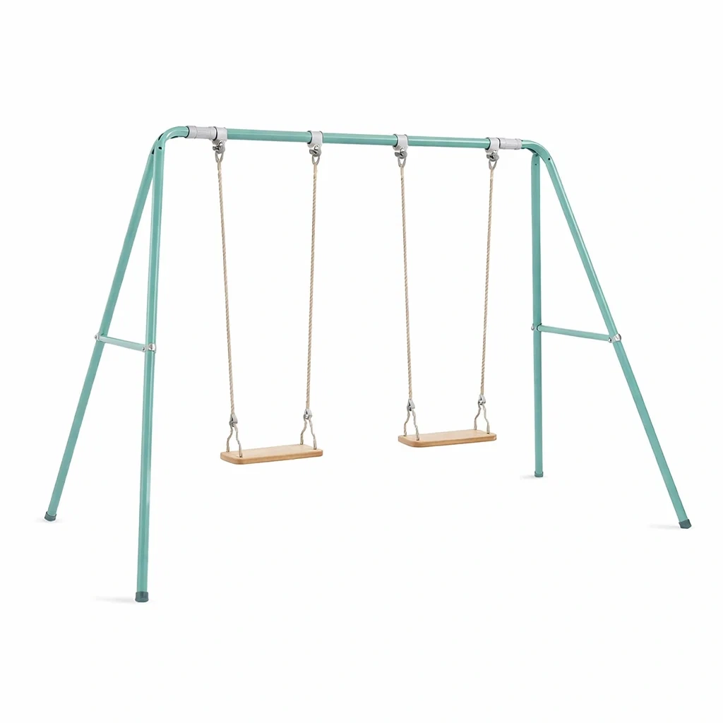 Schaukelgestell metall mit holzsitzen grün-furniscapeplus