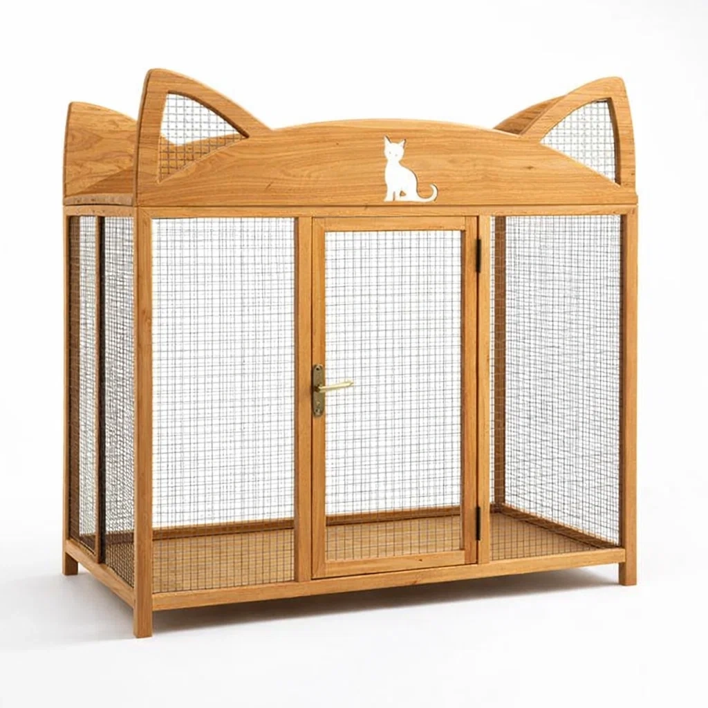 Katzenkäfig holz mit drahtgeflecht 150 x 75 x 110 cm-furnistylish