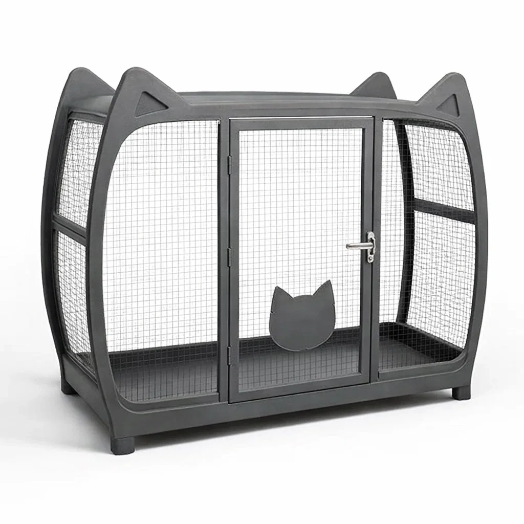 Katzenkäfig kunststoff und metallgitter mit katzenohren-furnistylish