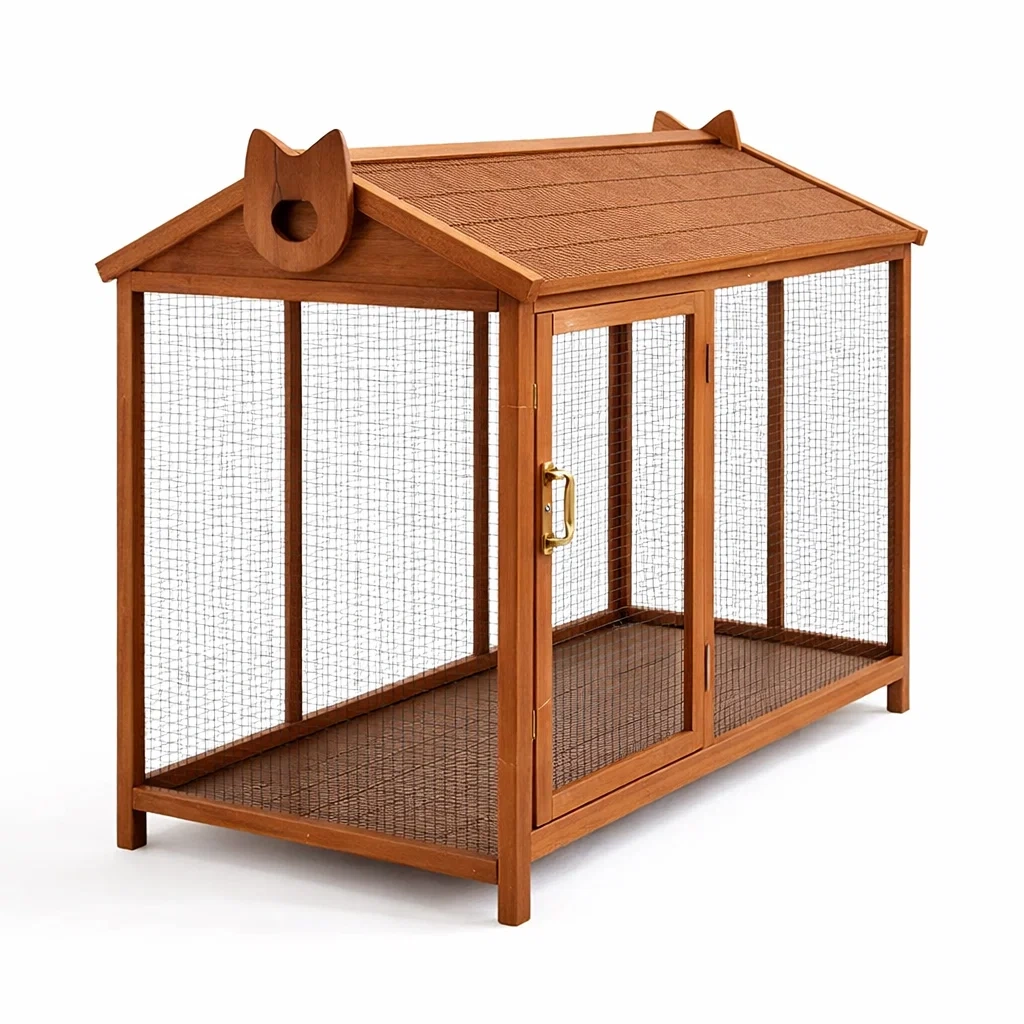 Katzenkäfig holz metall 120 x 60 x 80 cm-furnistylish