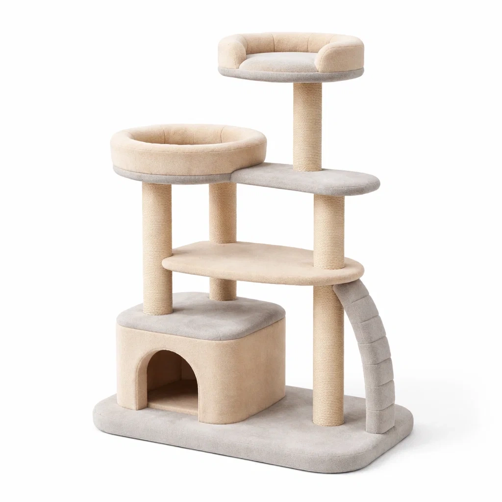 Kratzbaum mdf sisal beige grau 60 x 40 x 120 cm-furnistylish