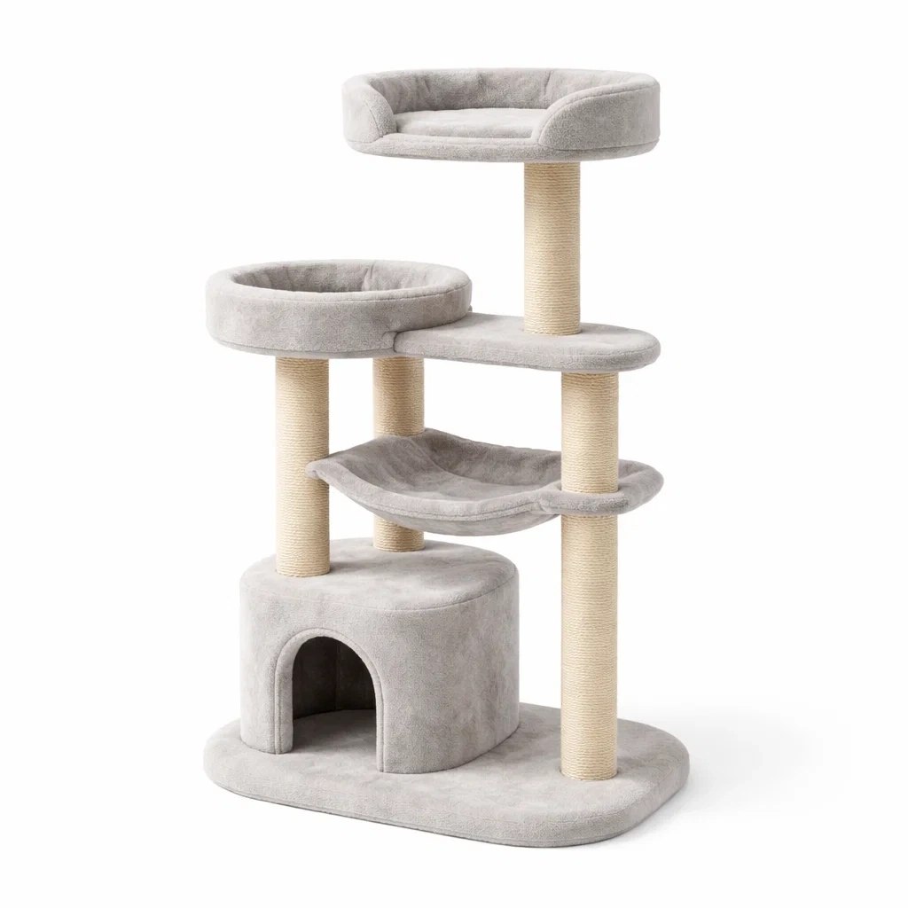 Kratzbaum plüsch grau sisal-furnistylish