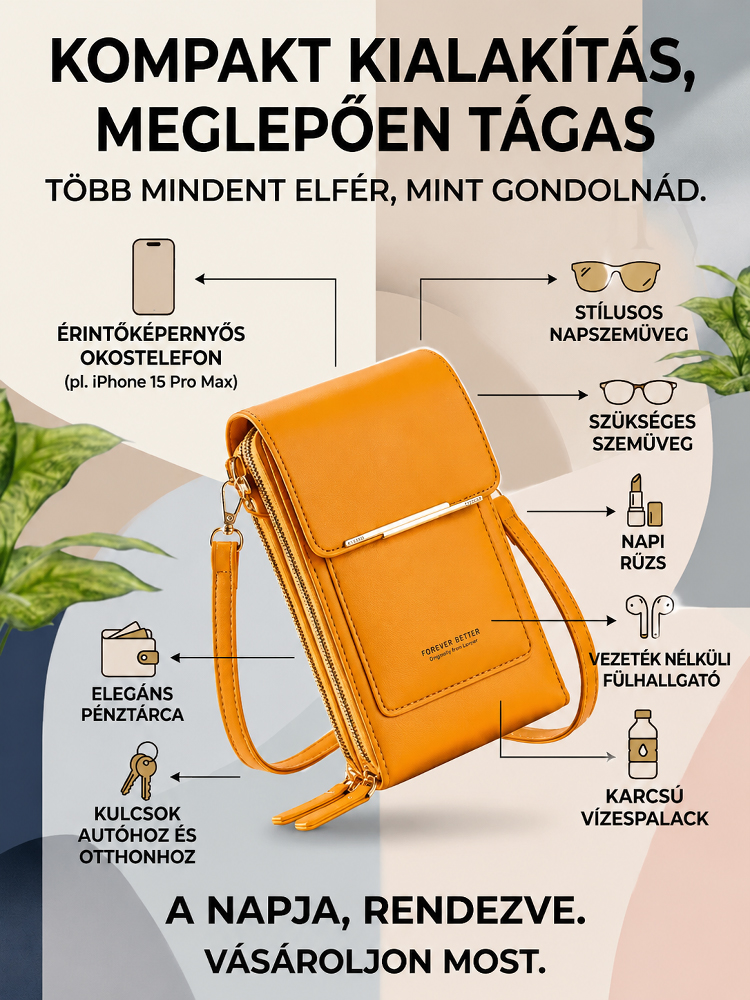 📱 Érintőképernyős Mini Táska – A tökéletes útitárs! ✨Fáj a válla a nehéz táskáktól? Szabadítsa fel a kezeit ezzel a stílusos újdonsággal!