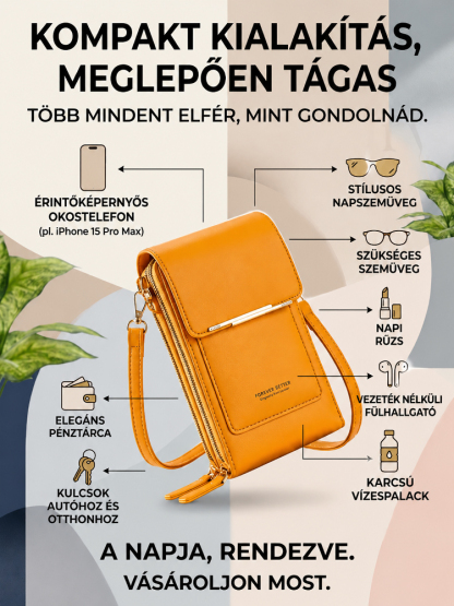 📱 Érintőképernyős Mini Táska – A tökéletes útitárs! ✨Fáj a válla a nehéz táskáktól? Szabadítsa fel a kezeit ezzel a stílusos újdonsággal!
