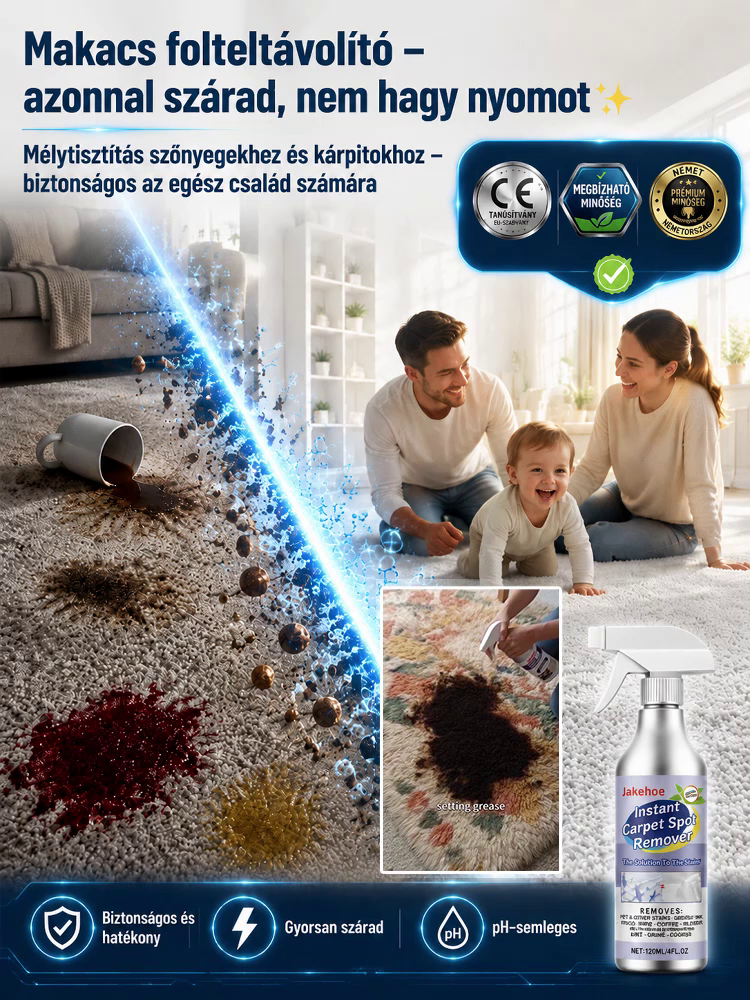 ✨ Új generációs, öblítés nélküli szőnyegtisztító💧 Nincs víz: Csak fújja rá és törölje le!