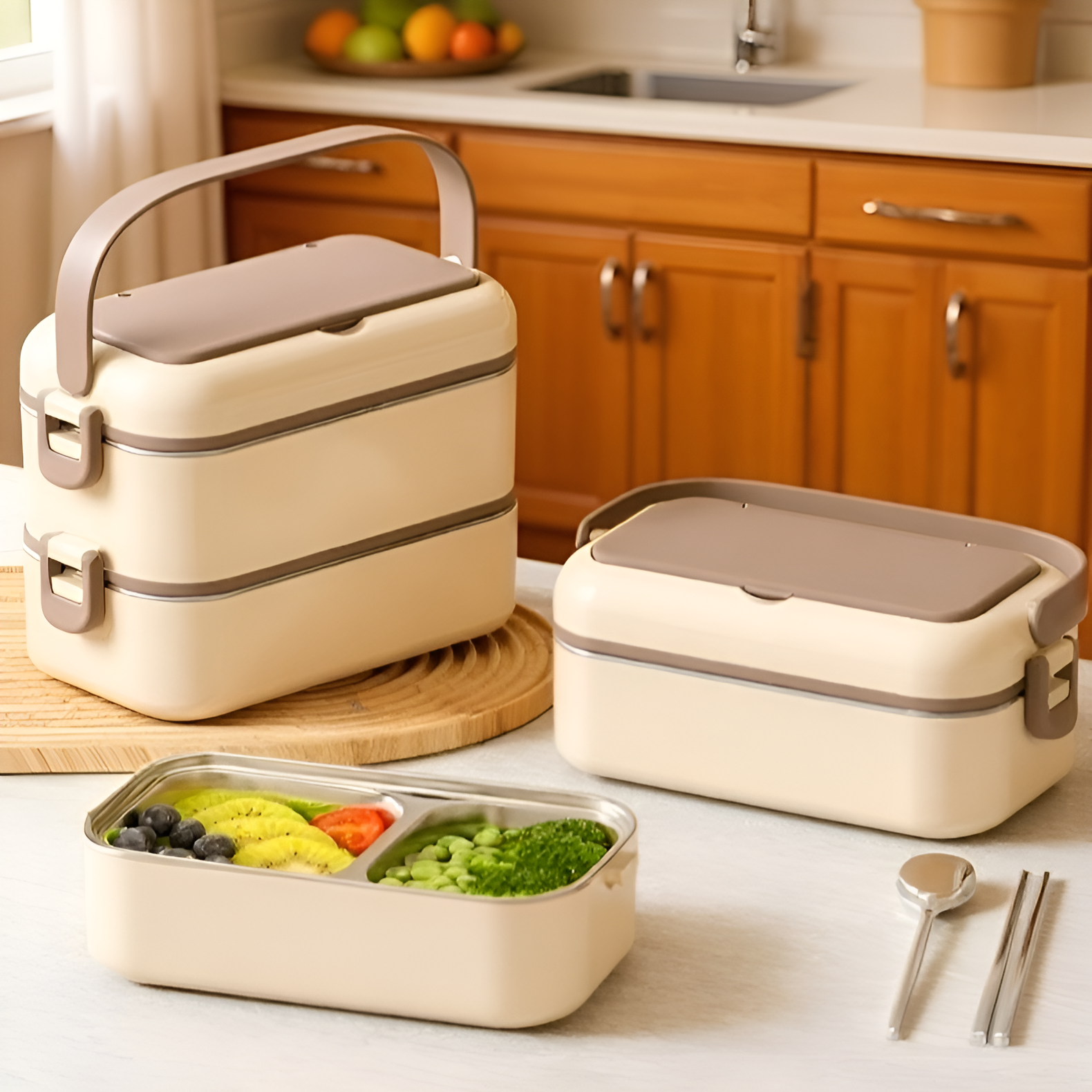 Újrahasználható ebéddoboz egészséges ételekhez