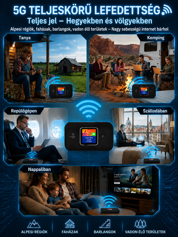 🚀 Német Tervezésű Okos Műholdas WiFi 📡Teljes lefedettségű mobil WiFi, sebességkorlátozás nélkül, nagy sebességű 4G/5G hálózat