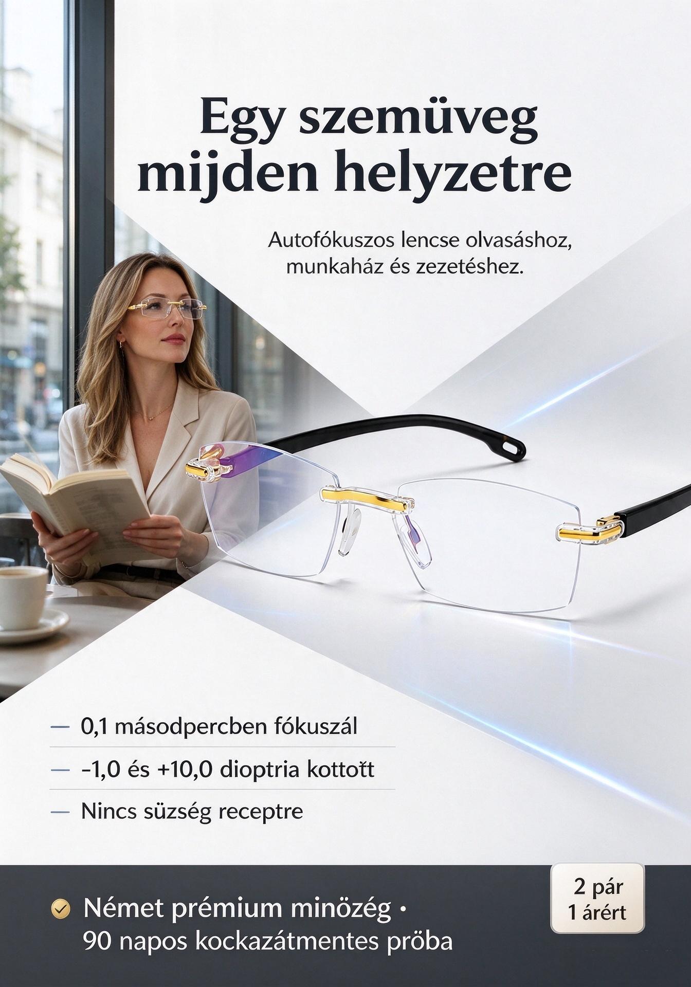  Intelligens multifokális keret nélküli vágott olvasószemüveg