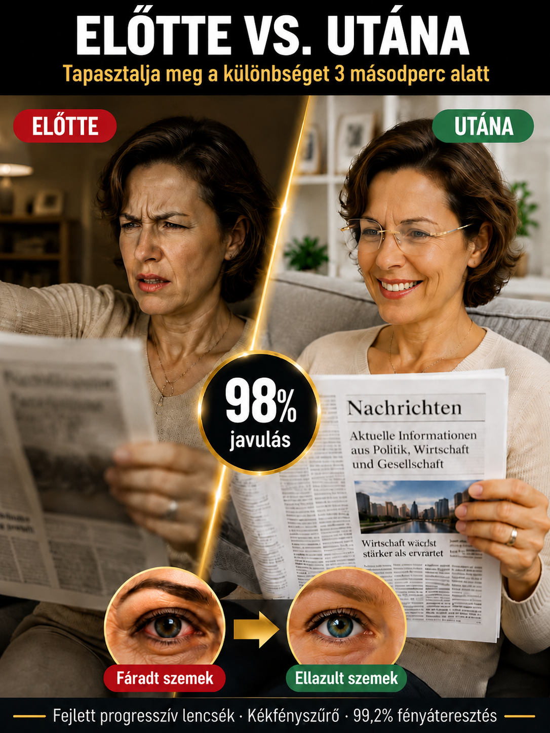 EGYETLEN SZEMÜVEG MINDENHEZ! 0,01 másodperc alatt igazodik a szemedhez