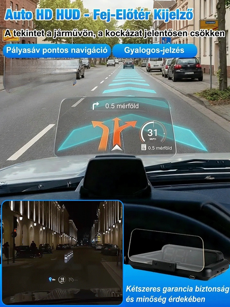 Wyświetlacz samochodowy HUD z niemieckim GPS lokalizuje fotoradary bezbłędnie!