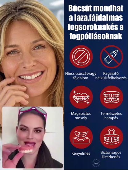 【A tökéletes mosoly visszaállítása】Rugalmas műfogsor készlet tökéletes illeszkedéssel!