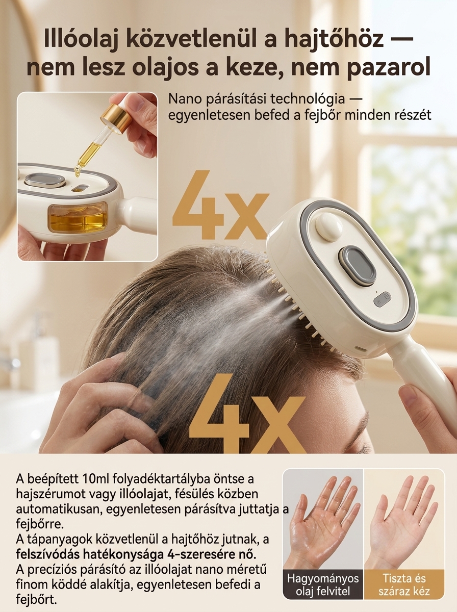 Hivatalos akció! Olajos hajápoló fésű regenerálja a hajat és visszaadja a ragyogást!