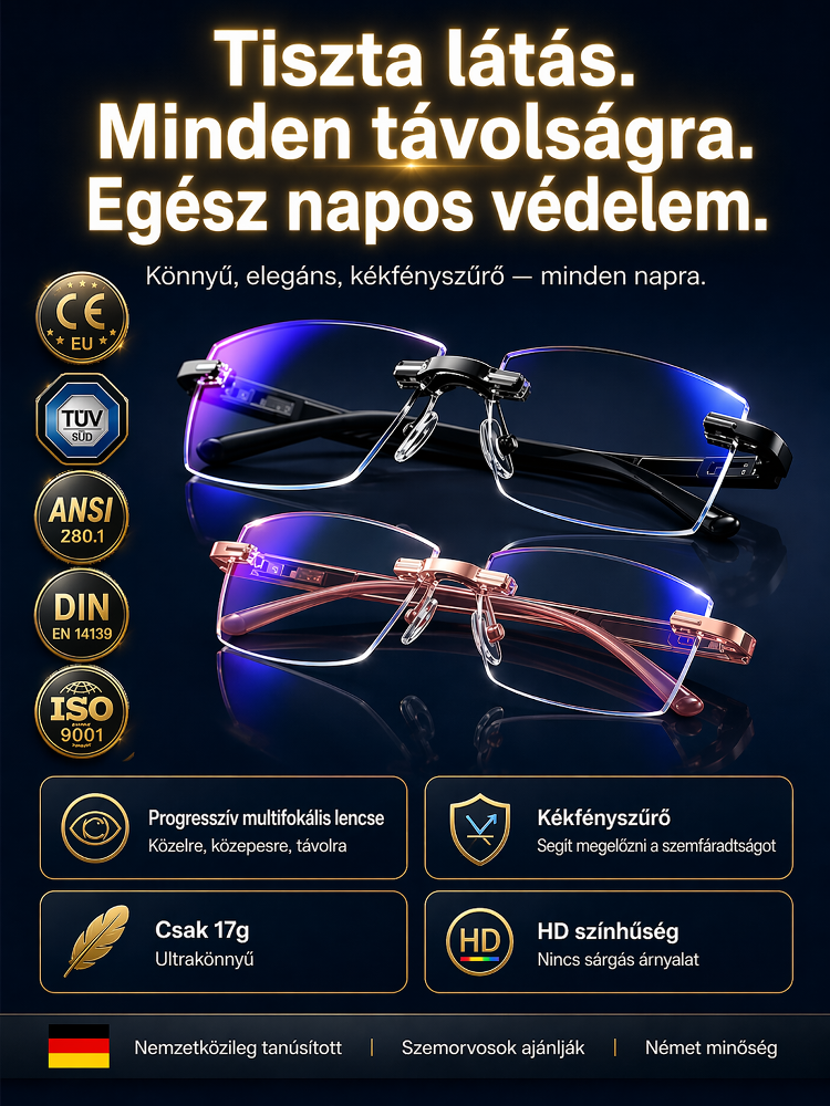Okosszemüveg automatikus élességállítással és kristálytiszta látással!