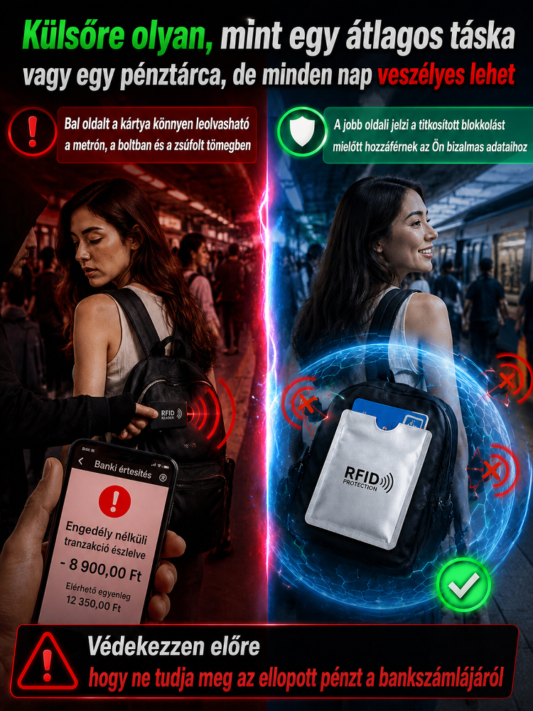 【1 másodperces lopásgátlás】Az RFID blokkoló tok megvédi kártyáit a visszaélésektől!