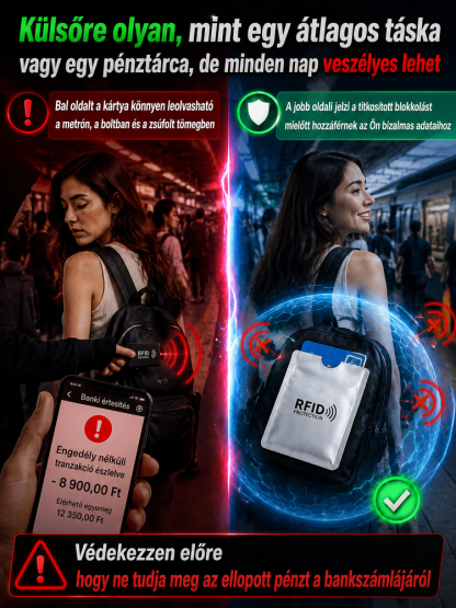 【1 másodperces lopásgátlás】Az RFID blokkoló tok megvédi kártyáit a visszaélésektől!