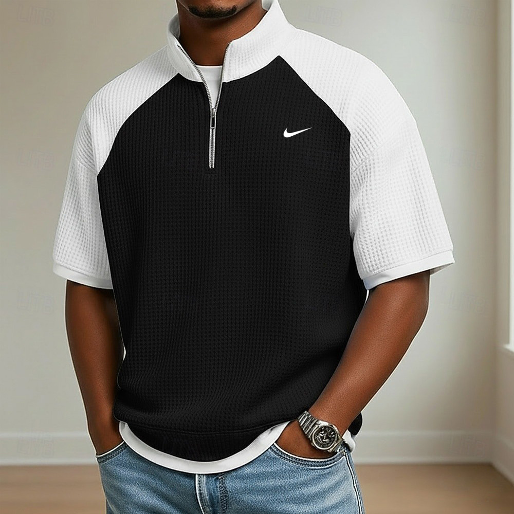 2026 Men's Waffle Knit Short-Sleeve Polo Shirt
