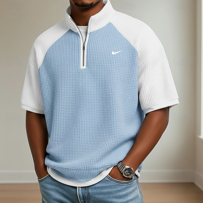 2026 Men's Waffle Knit Short-Sleeve Polo Shirt