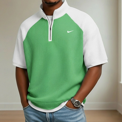 2026 Men's Waffle Knit Short-Sleeve Polo Shirt