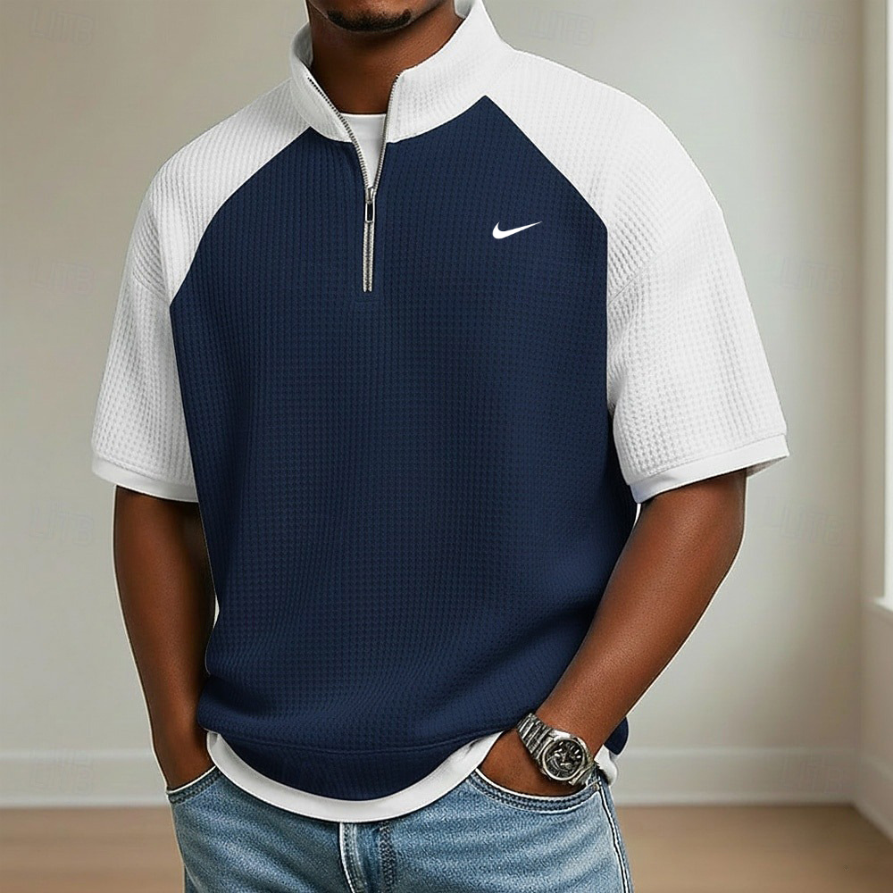 2026 Men's Waffle Knit Short-Sleeve Polo Shirt