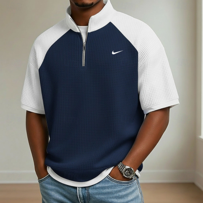 2026 Men's Waffle Knit Short-Sleeve Polo Shirt