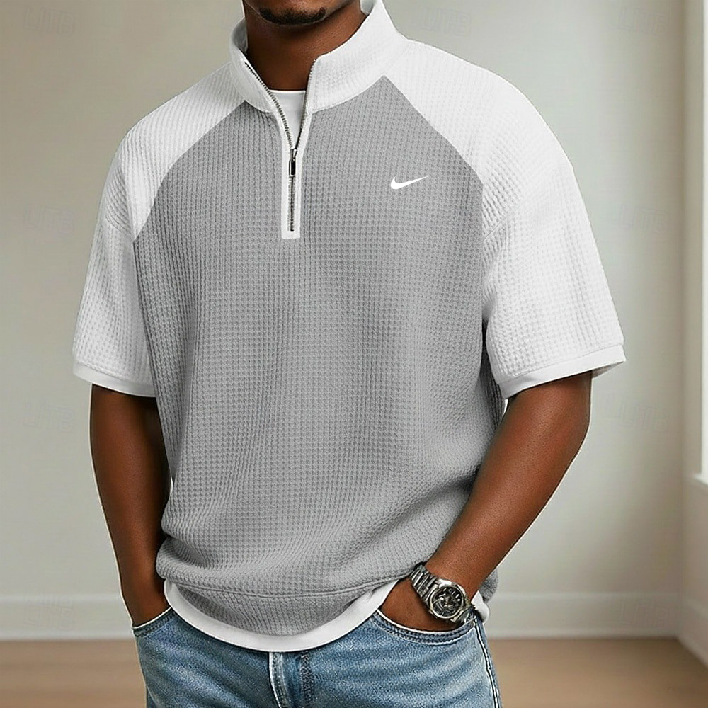 2026 Men's Waffle Knit Short-Sleeve Polo Shirt