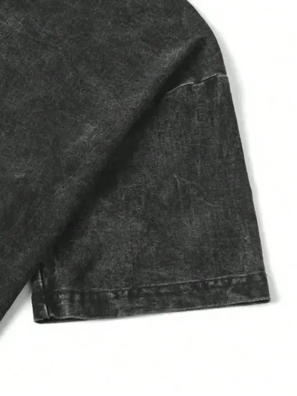 Virgin Mary Graphic T-Shirt, Washed Black Heavy Cotton, Gothic Streetwear