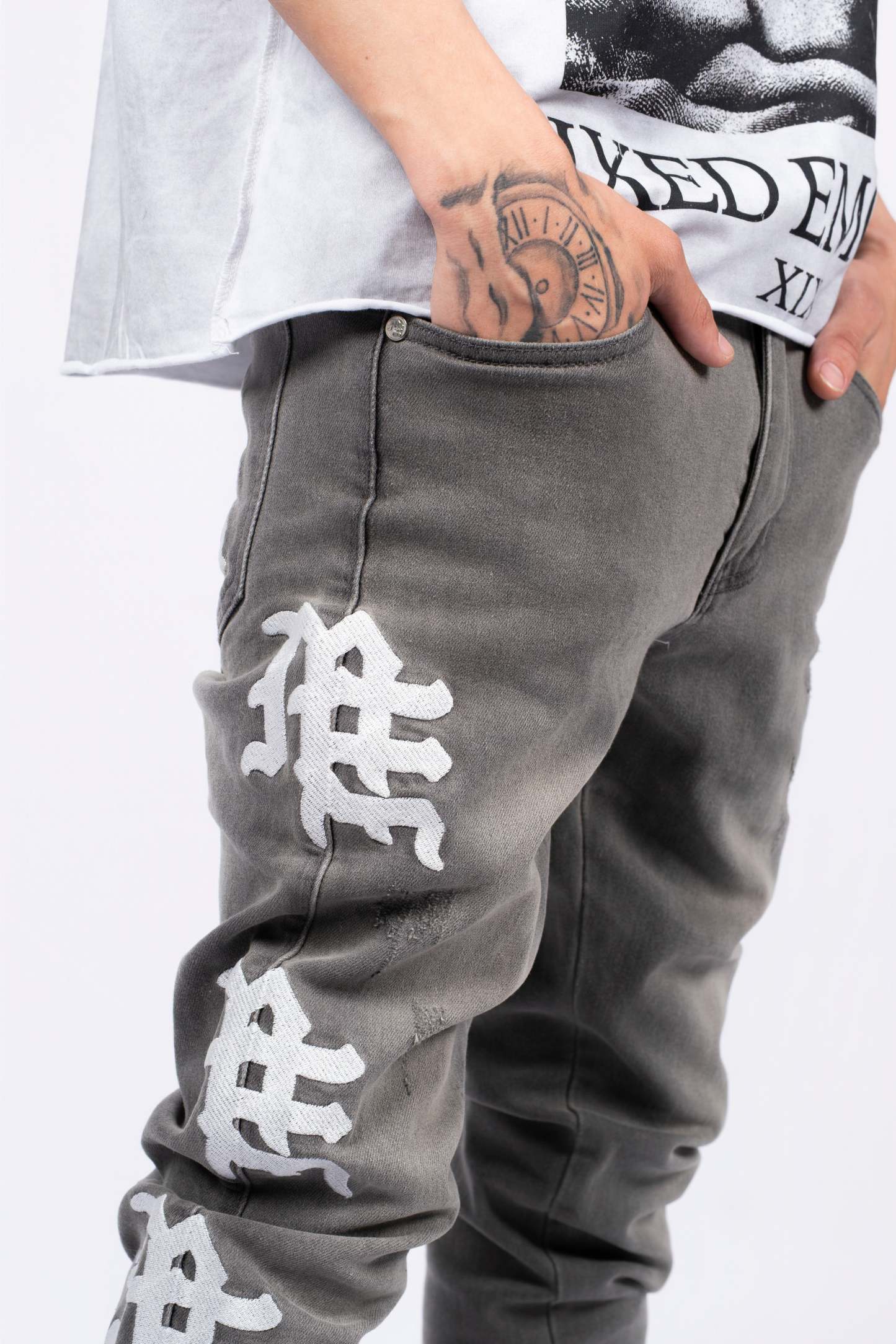 ‘Ash’ Grey Monogram Denim