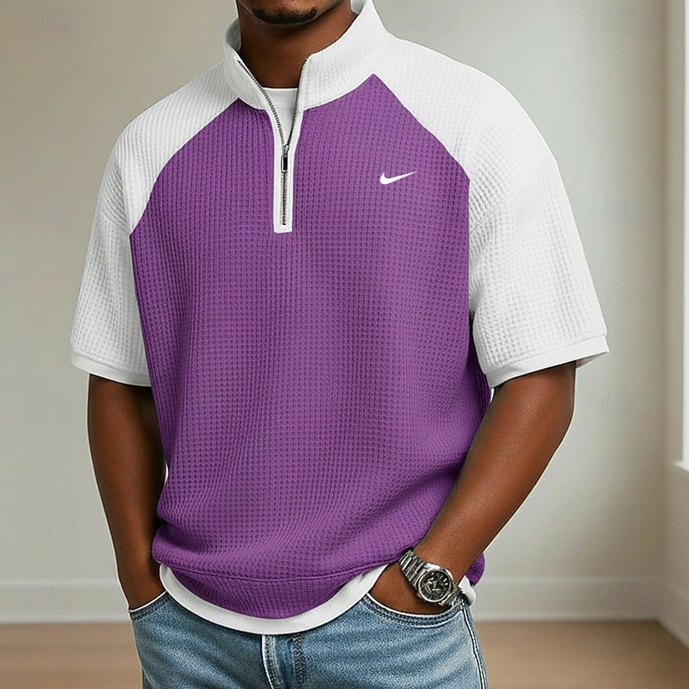 2026 Men's Waffle Knit Short-Sleeve Polo Shirt