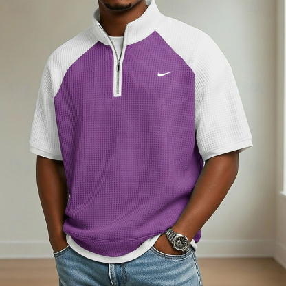 2026 Men's Waffle Knit Short-Sleeve Polo Shirt