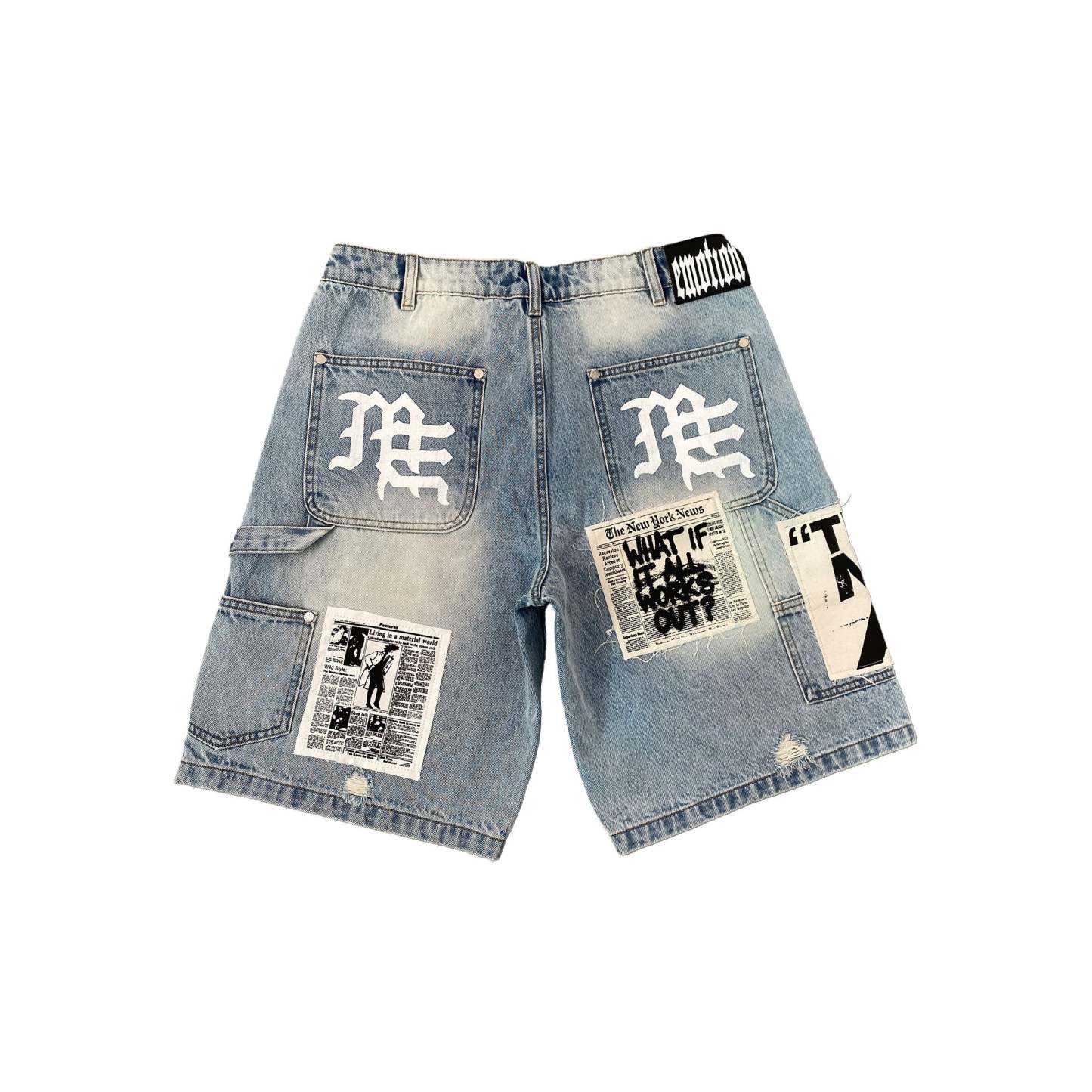 Blue “AI” Denim Shorts