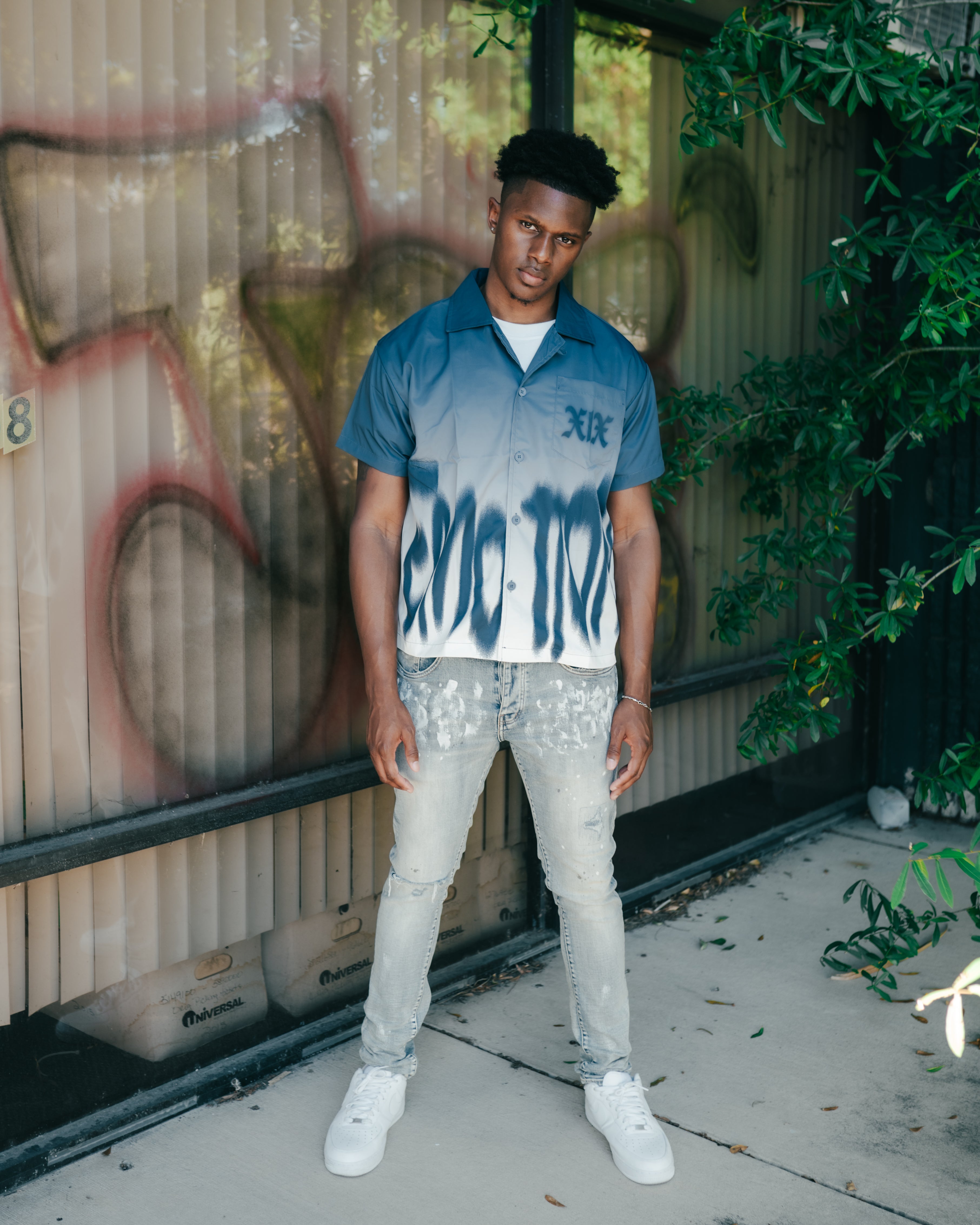 Blue “XIX” Button Up Shirt