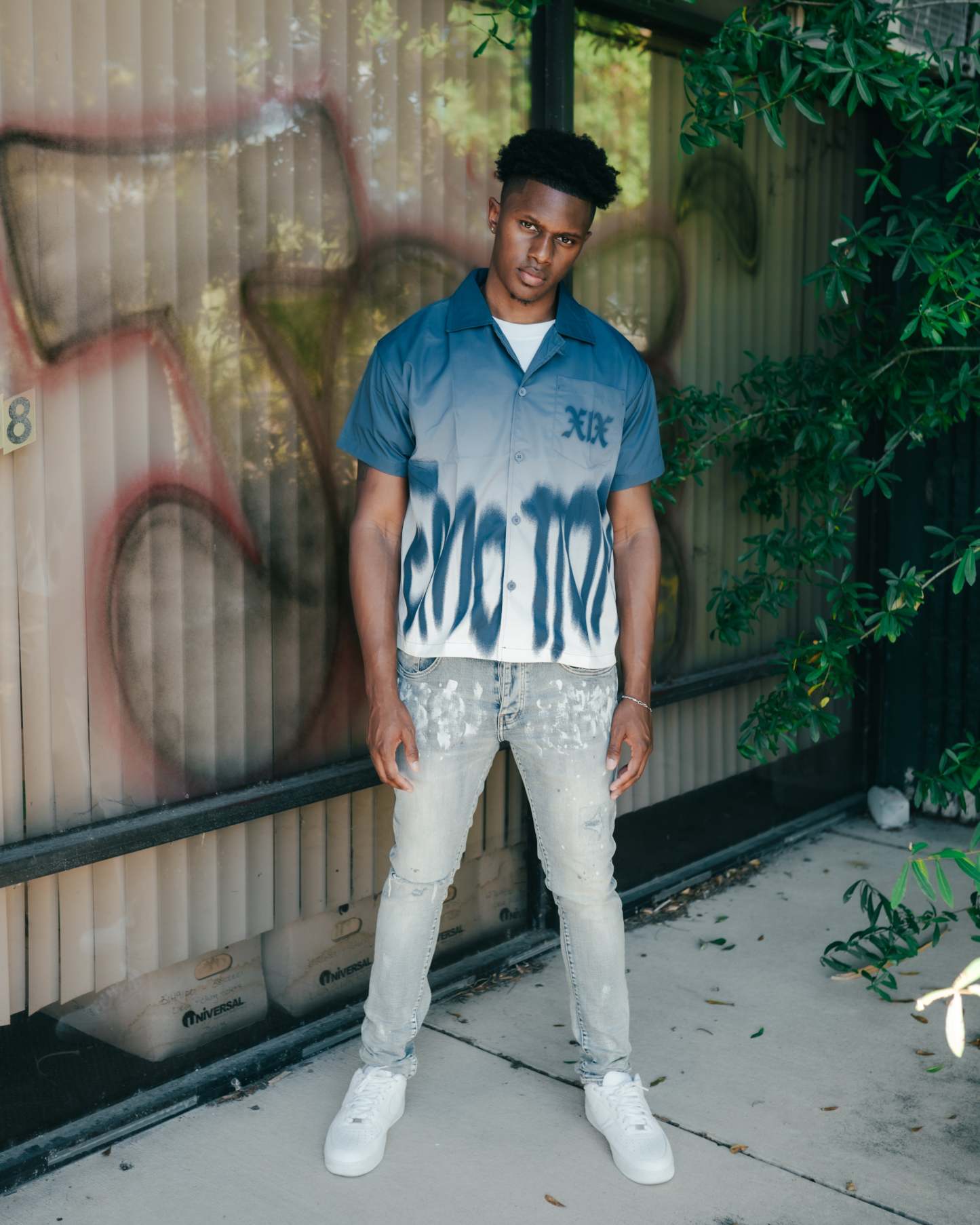 Blue “XIX” Button Up Shirt