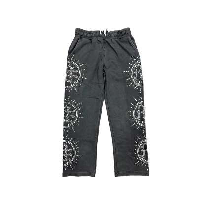 ‘Eclipse’ Grey Acid Wash Rhinestone Sweats