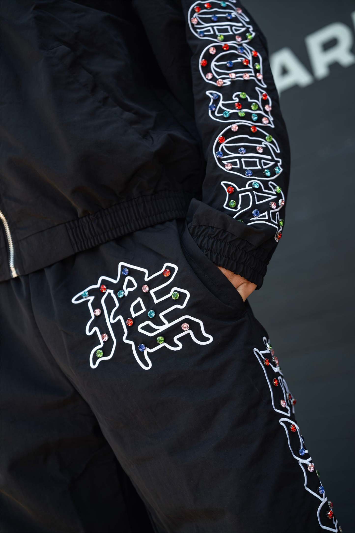 “ME” rhinestone Nylon Pants