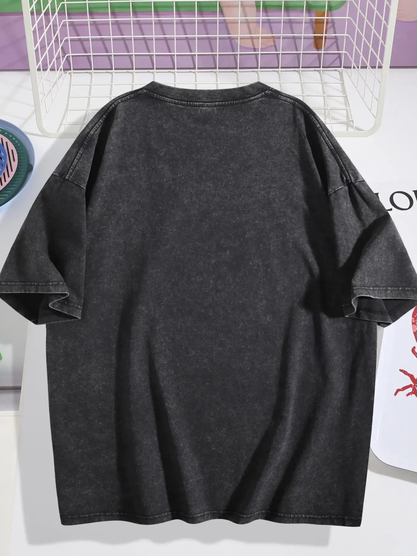 Virgin Mary Graphic T-Shirt, Washed Black Heavy Cotton, Gothic Streetwear