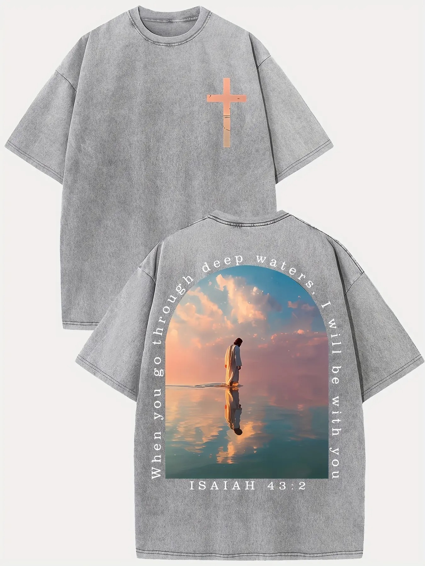 Cross Isaiah Verse Vintage Washed T-Shirt – Y2K Streetwear Tee