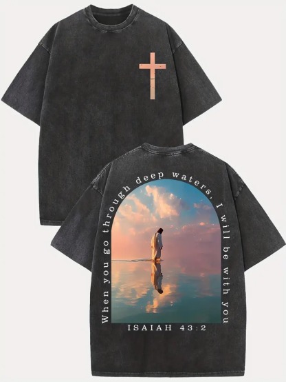 Cross Isaiah Verse Vintage Washed T-Shirt – Y2K Streetwear Tee