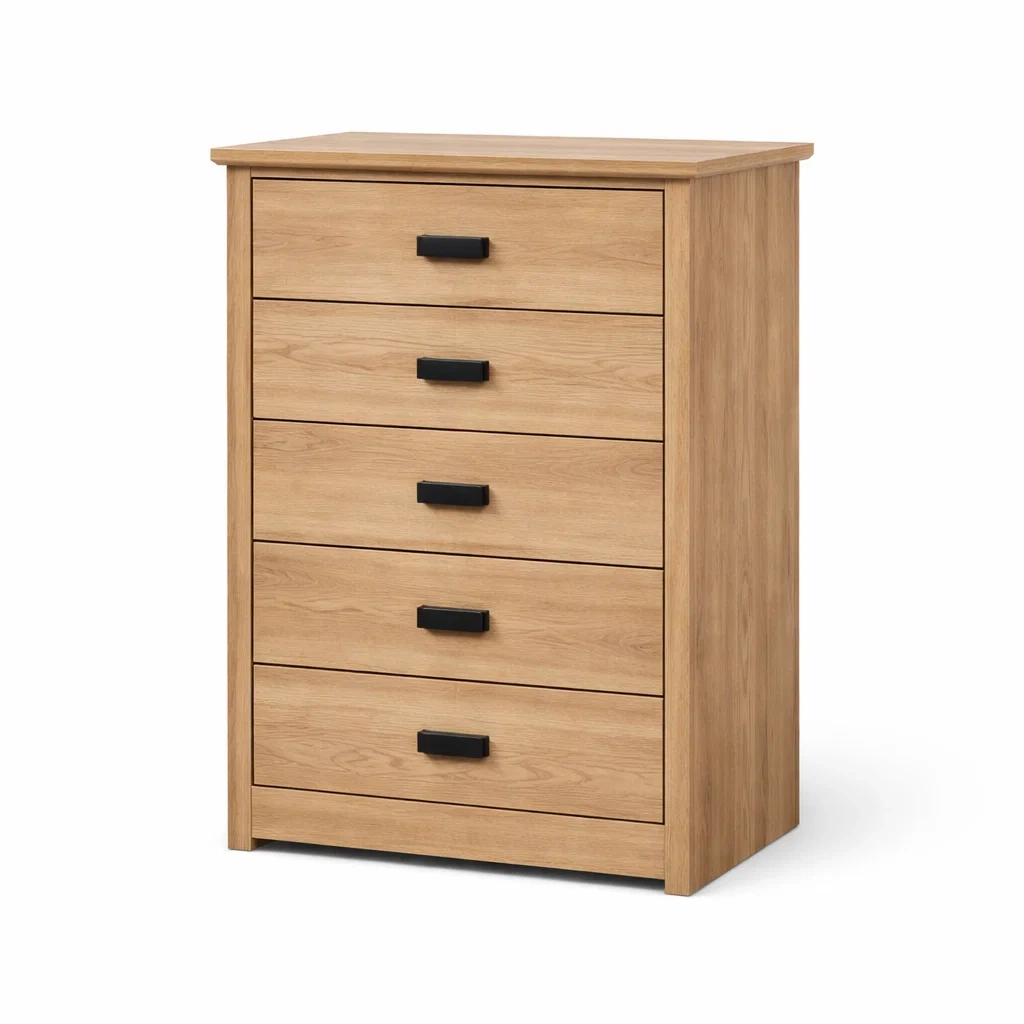 Kommode holz eichenoptik mit schubladen 80 x 40 x 108 cm-NESTSCAPEHUB