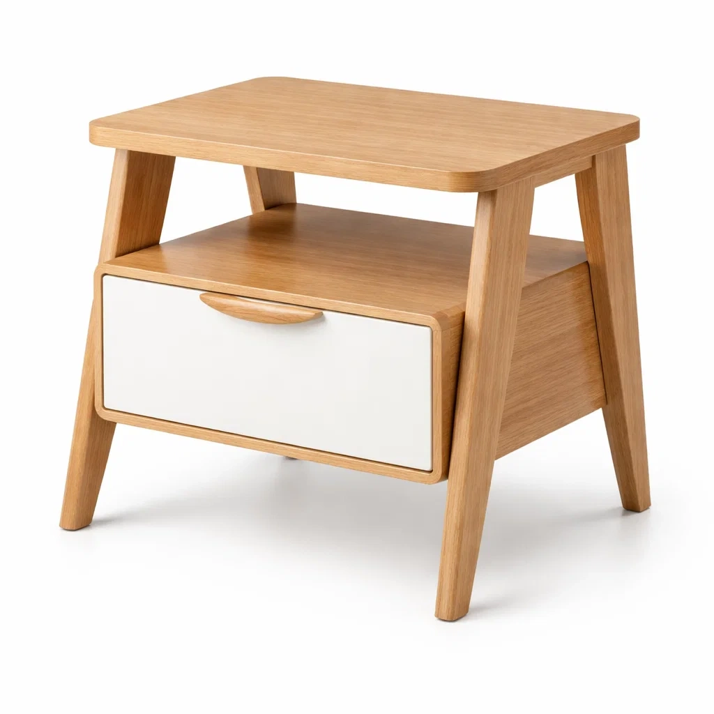 Nachttisch holz mit weißer schublade 45 x 35 x 50 cm-NESTSCAPEHUB