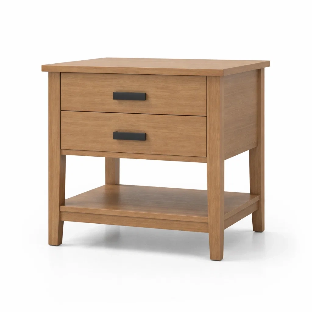 Nachttisch eichenholz mit schubladen und ablage 50 x 40 x 60 cm-NESTSCAPEHUB