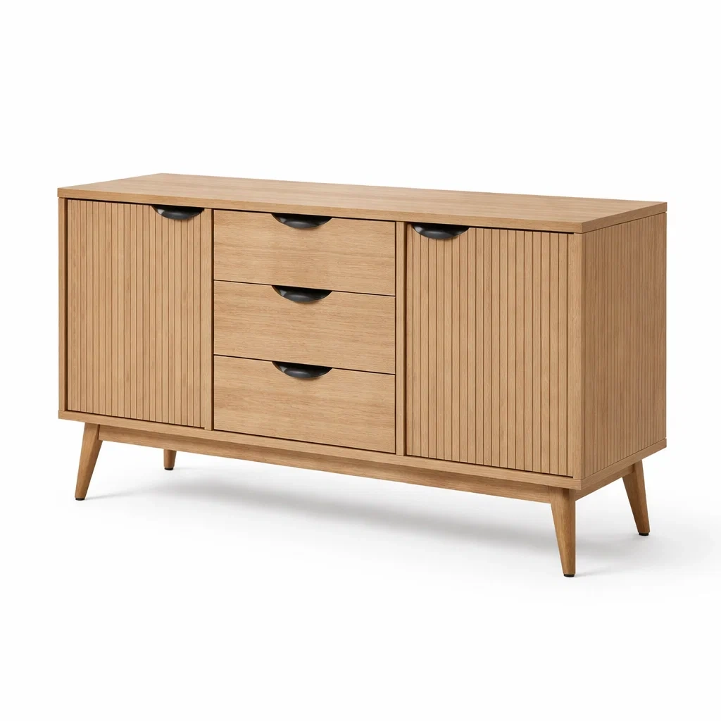 Sideboard eichenfurnier mit türen und schubladen-NESTSCAPEHUB