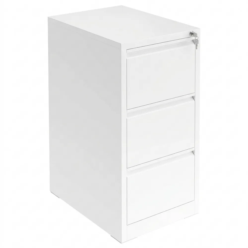 Rollcontainer mit 3 abschließbaren Schubladen, kippsicher und mobil, für Büro oder Zuhause, weiß, 62 x 46 x 103 cm